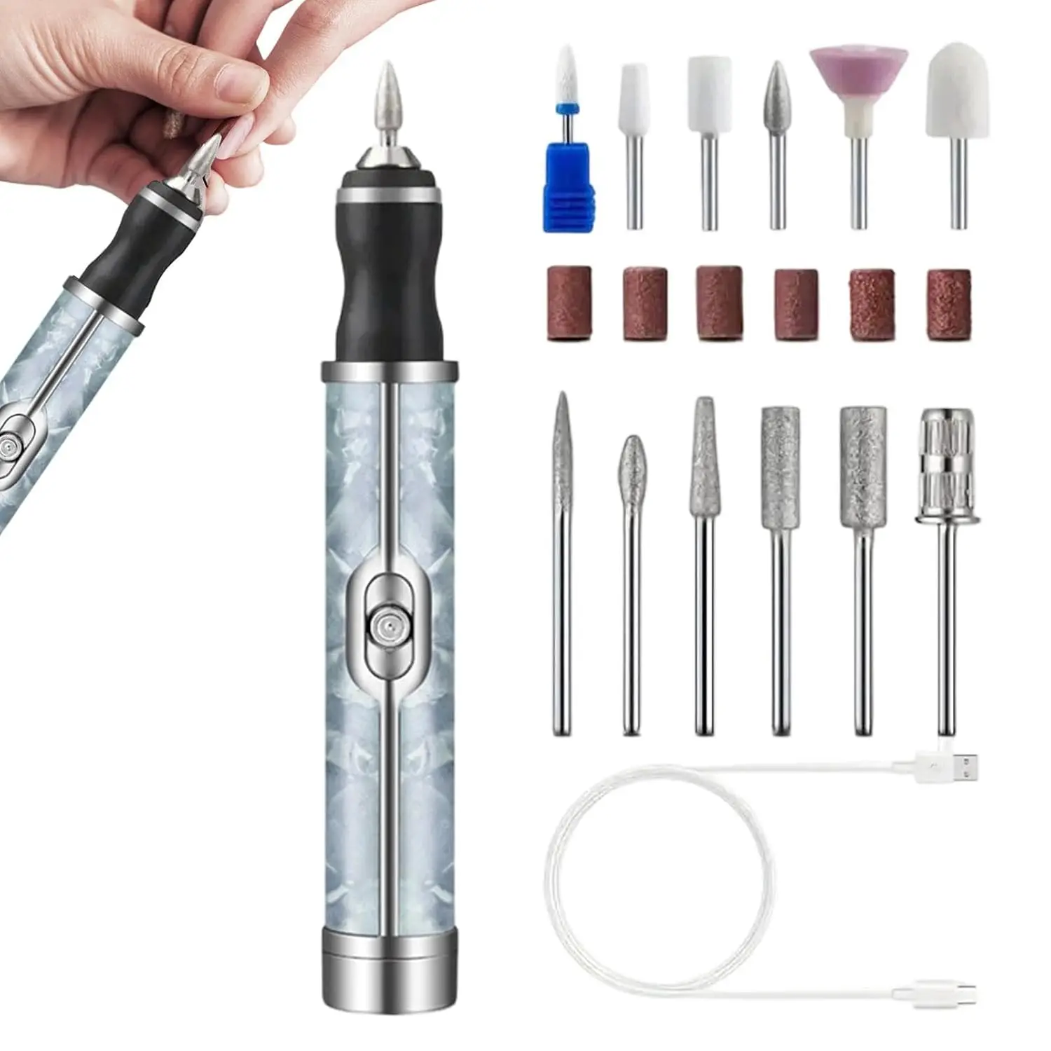 Cordless Electric Nail Drill, 15000RPM Rechargeable Portable Nail File Machine for Manicure & Pedicure