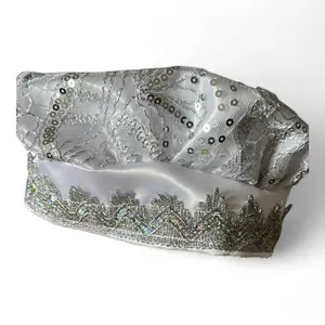 Gorro de Santo Blanco Obatala Hat Handmade Beaded Crown for Ifá-Osha Yoruba Rituals Adult Unisex White Symbol of Spiritual Significance Santeria Ceremony