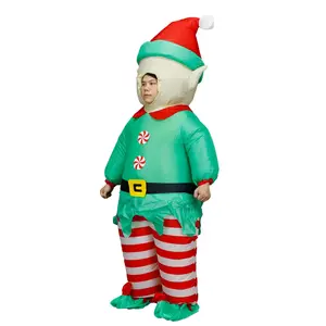 Fun Christmas Elf Inflatable Costume Adult Size Fits 155-180cm Height Includes Fan Battery Case Cosplay Birthday Party Outfit Novelty Festive Theme