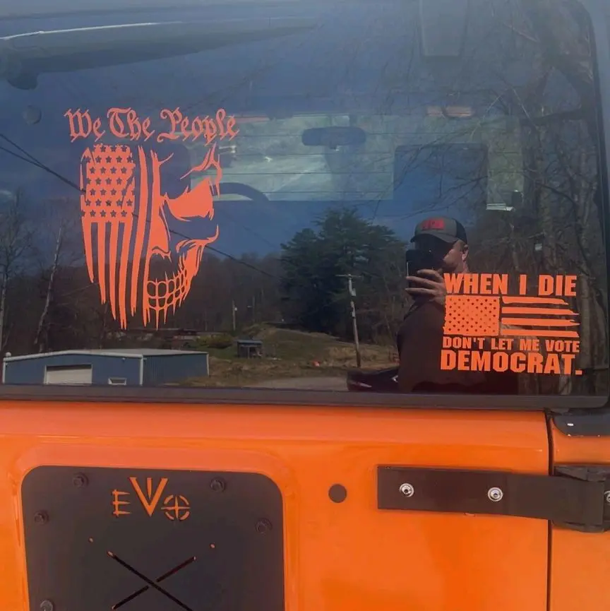 We the People Skull, Patriotic Blue Collar Decal Stickers for Cars and Trucks - Perfect for Any Vehicle