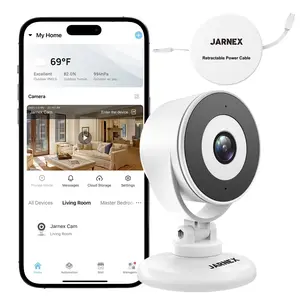 Jarnex 4MP 2K Indoor Smart Home Security Camera, Cable Management, Easy to Move, Bluetooth Quick Link, 2 Way Audio, Motion Deduction, Works with Alexa & Google Home Sitter Camera for Home