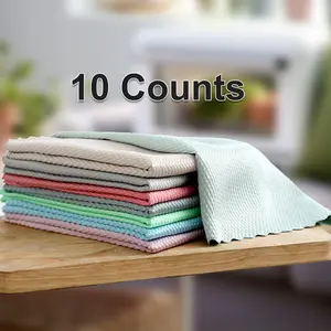 10 Counts Glass Cleaning Cloth Easy Clean, Streak Free Glass Cleaning Miracle Microfiber Cleaning Cloth, Reusable Glass Cleaning Cloth for Kitchen, Counter, Window, Mirror Lint Random Color