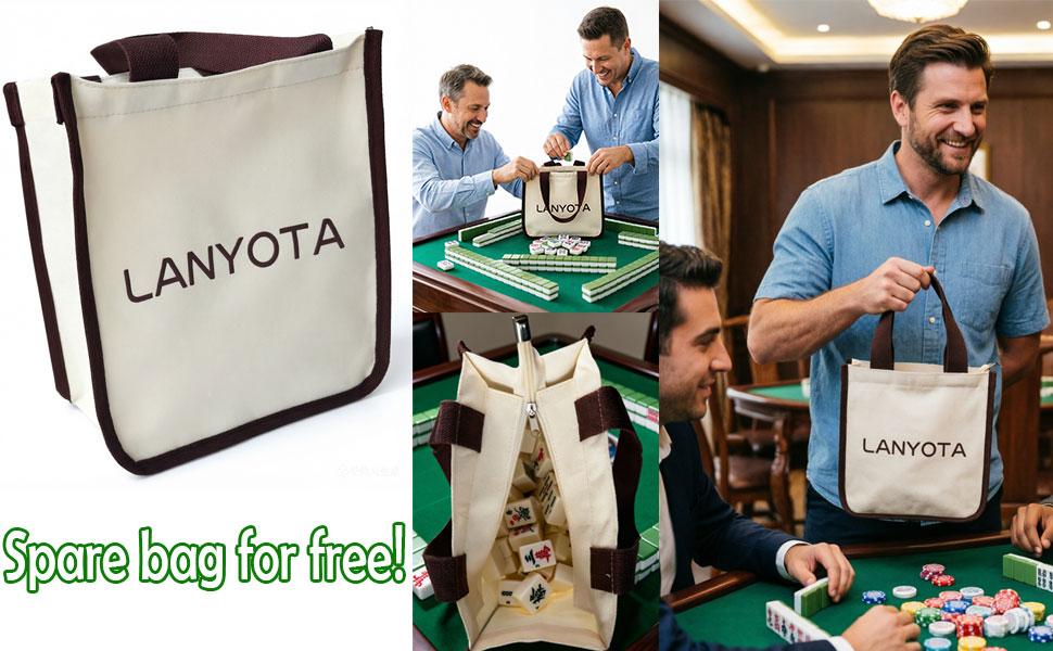 Mahjong Set,Chinese Mahjong Game Set with Carrying Travel Case, 1.5'' Large 146 Tiles with Arabic Numerals, 3 Dices, A Wind Indicator, A Set of Chips, Mah Jongg Set