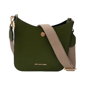 Pre-owned MICHAEL KORS Leather, Polyester Messenger Bags Briley Evergreen Small Pebbled Leather Messenger Bag