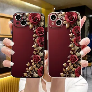 B313 Red Gold Rose Phone Cases for IPhone 16/15/14/13/12/11/Plus/Pro/Pro Max series