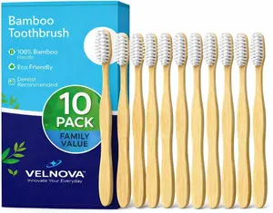 Pure Bamboo Toothbrushes (10 Pack) – Soft BPA-Free Bristles, Eco-Friendly Biodegradable Wooden Handle, Vegan & Plastic-Free Toothbrush for Adults & Kids, Sustainable Oral Care