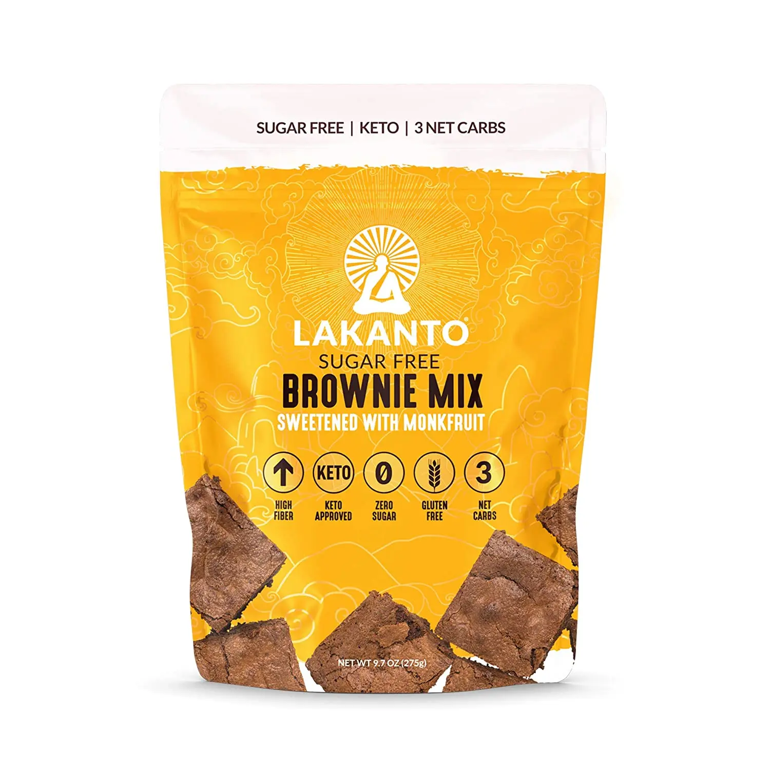 Lakanto Sugar Free Brownie Mix - Sweetened with Monk Fruit Sweetener and Erythritol, Keto Diet Friendly, Delicious Dutched Cocoa, High in Fiber, Low Net Carbs, Gluten Free, Easy to Make Dessert