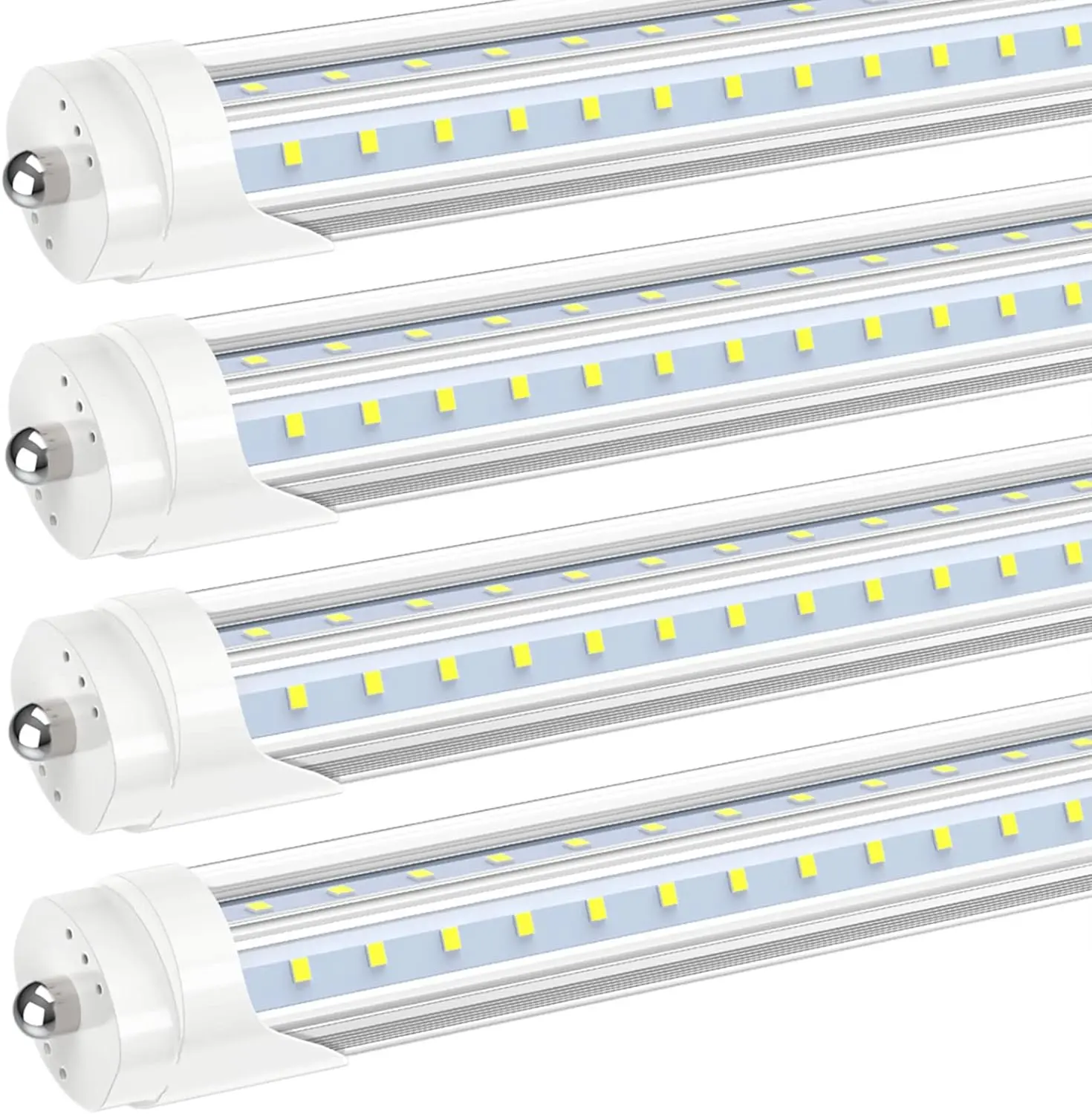 GE Lamp LED Light Bulbs 8FT Single Pin Fa8 Base 50W 6000LM 5000K V Shape 4-Pack ETL Listed Ballast Bypass Garage Shop Lights