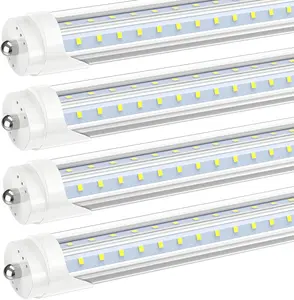 GE Lamp LED Light Bulbs 8FT Single Pin Fa8 Base 50W 6000LM 5000K V Shape 4-Pack ETL Listed Ballast Bypass Garage Shop Lights