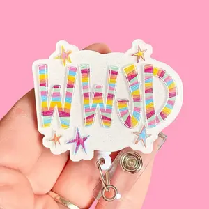 Glitter My Badge What would Jesus do wwjd badge reel for nurse and hospital workers. Badge clip Badge pull - Retractable swivel clip with a 360 rotation. Great gift for coworkers. Funny badge reels