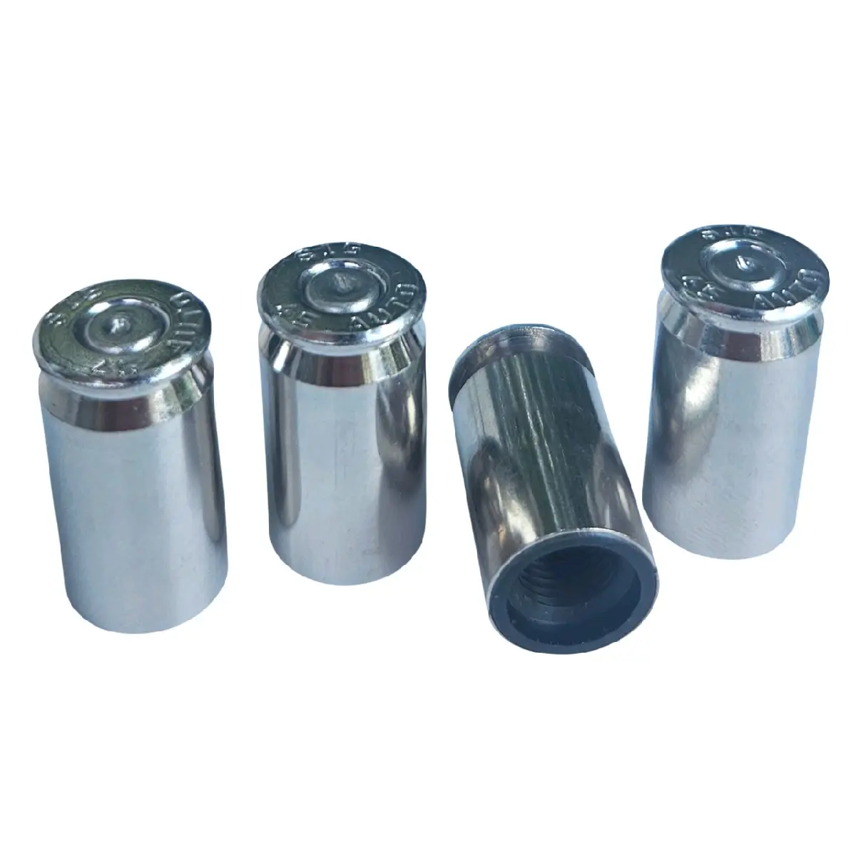 HittCraft 45 Nickel Valve Stem Caps - Universal Tactical Automotive, Bike, Quads, Dirt Bike, Lawn Equipment Wheel Accents, Durable Bling Car Accessory, Gift for Him