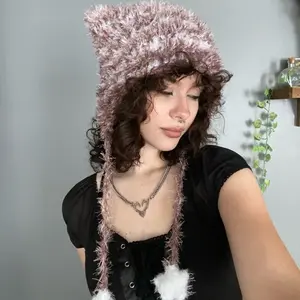 Fuzzy Cat Hat - Crocheted Fluffy Handmade Beanie for Winter Warmth & Style - Unique Handmade Design & Durable Crochet Pattern