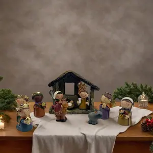 12 Pcs Small Nativity Set Small Christmas Nativity Figurine Christmas Little Nativity Playset Figurine Christmas Manger Scene with Jesus Stable for Xmas Tabletop Indoor Decoration Home Decor Ornaments