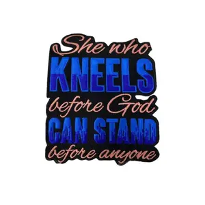 Patch Party Club, 1-pc "She Who Kneels..." Size 4" x 3.75" Iron-on Embroidered Patch; Cool Patch for Hats, Empowerment Patch, Great patch for Jackets