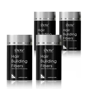 Dexe Hair Building Fibers 4-Pack (Medium Brown, 22g Each) – Instant Hair Thickening Powder for Thinning Hair & Bald Spots, Root Touch-Up & Hairline Concealer, Sweatproof, Natural Matte Finish for Men & Women