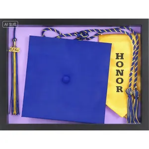 Class of 2025 Graduation Shadow Box Display 12.5x16.5 Inch Keepsake Frame Commemorative Graduation Party Decor with Inspirational Quote The Tassel was Worth The Hassle