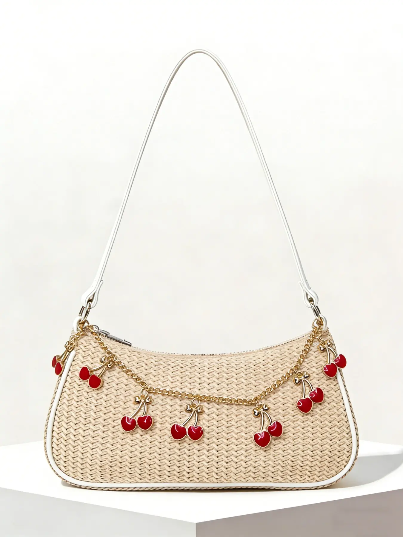 Sweet simple and exquisite bag chains for handbags, niche design sense retro literary cherry creative modeling bag chain, light and luxurious gold daily street accessories, Versatile travel accessory, practical versatile bags, Handbag accessory