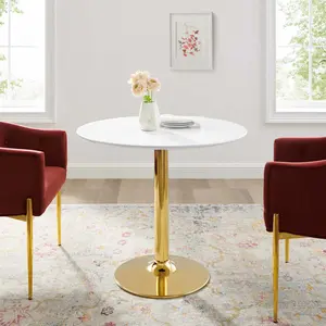 Modway Verne 35" Dining Table in Gold White
