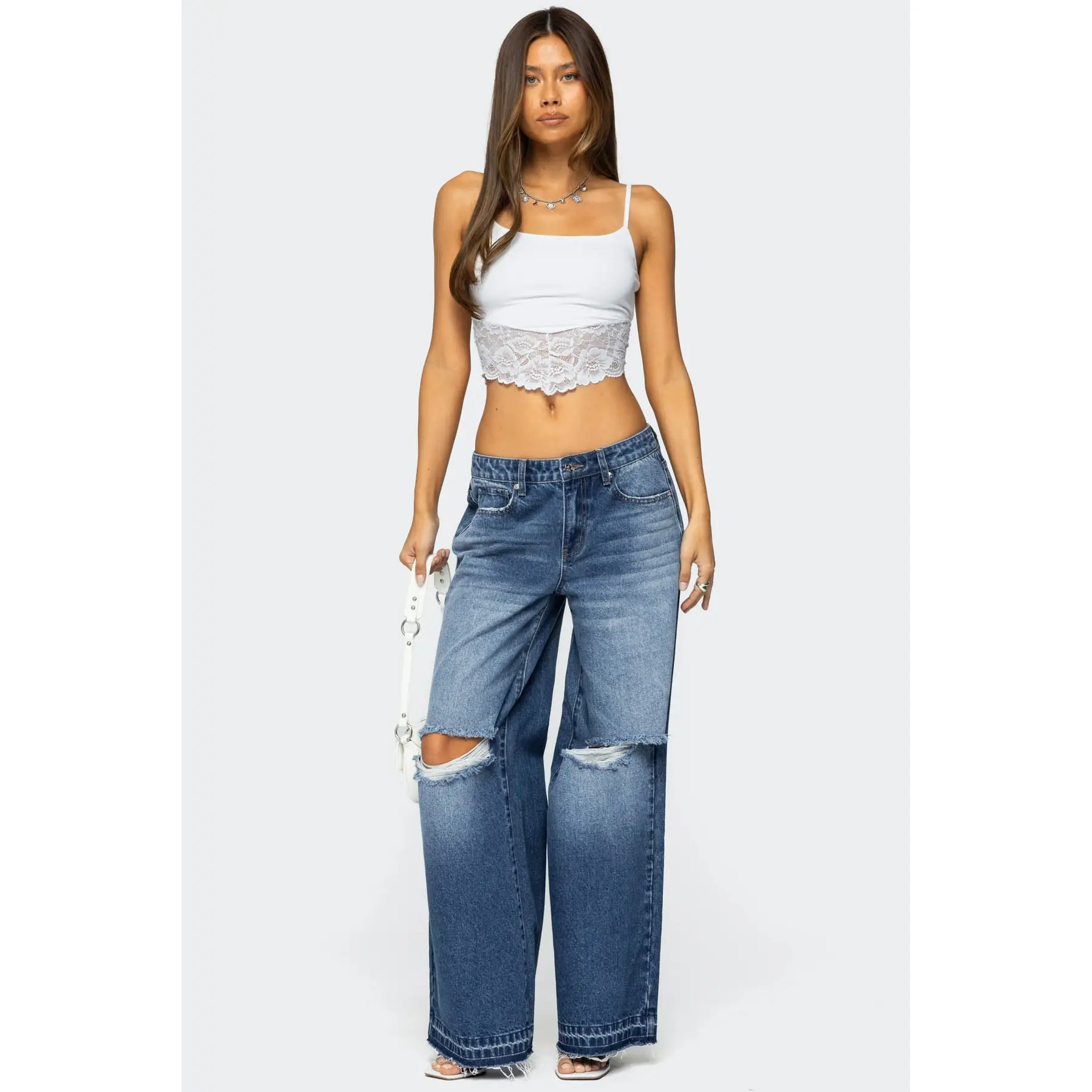 Xenia Distressed Low Rise Baggy Jeans
