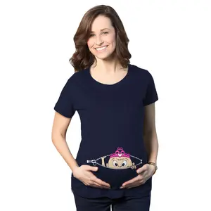Maternity Peeking Princess T Shirt Cute Pregnancy Tee for Mom to Be Funny Graphic Maternity Tee Cute Pregnancy Tees With Plus Sizes Pregnant Funny Maternity Short Sleeve Maternity Shirts Navy