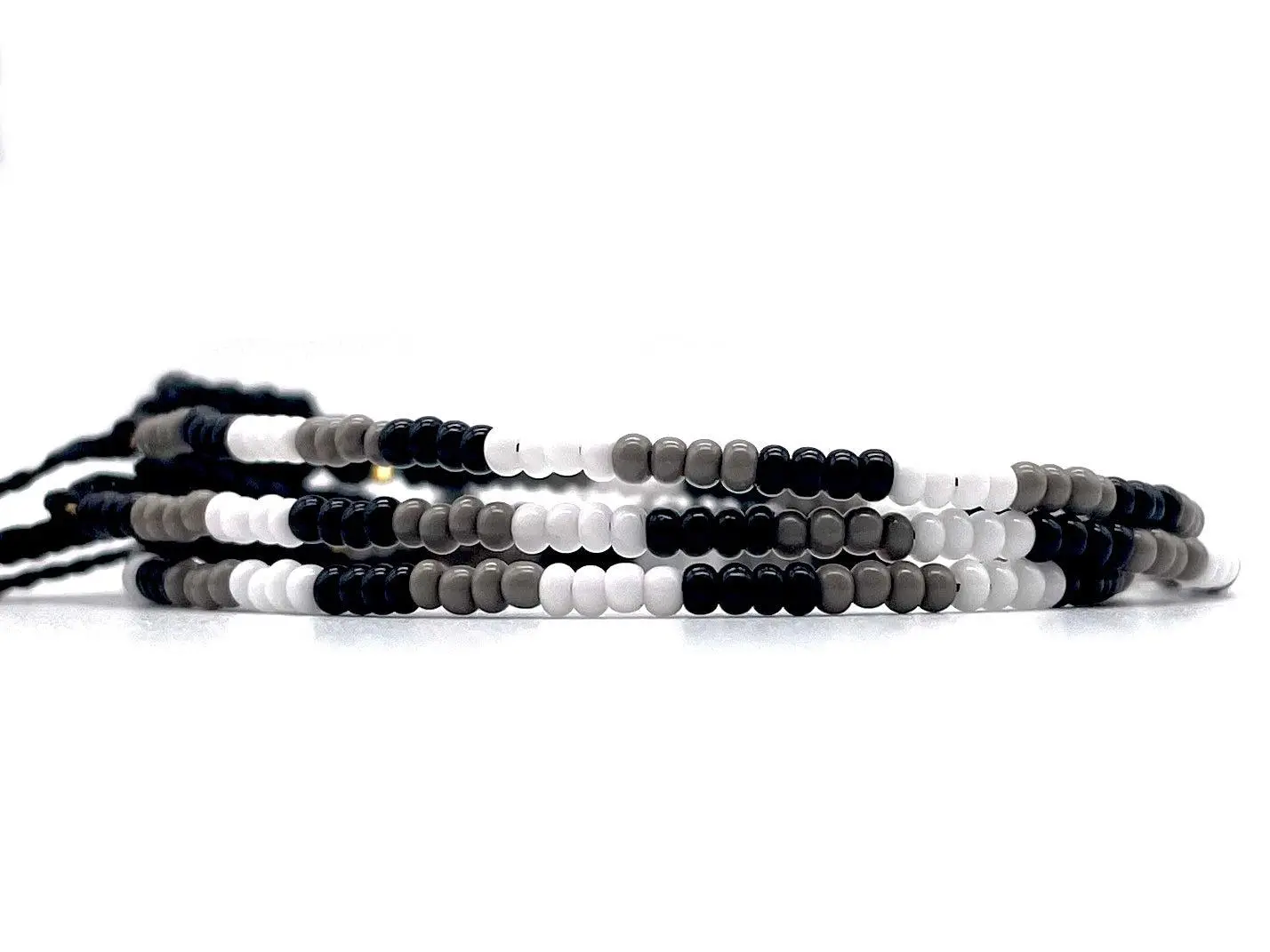 3-PACK Black Tricolor Adjustable Bracelets