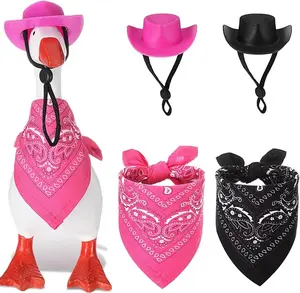 2 Set Western Cowboy Mini Desk Goose Outfits 7'' Magnetic Goose Statue Toys Clothes for Table Decor Valentine‘s Day