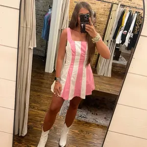 Striped Pink/White Dress - Women’s Dress - Western Dress