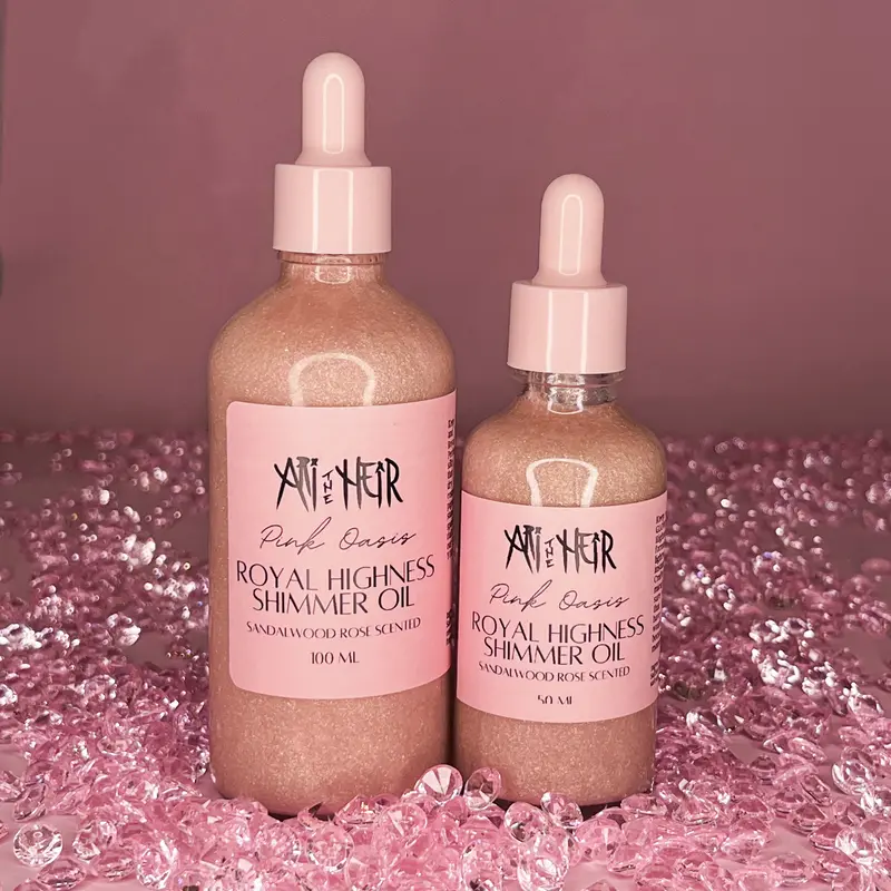 Pink Oasis Shimmer Body Oil - Sandalwood Rose scented