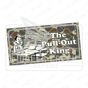 The Pull-Out King License Plate In Solid and Old School Camo Backgrounds I9E