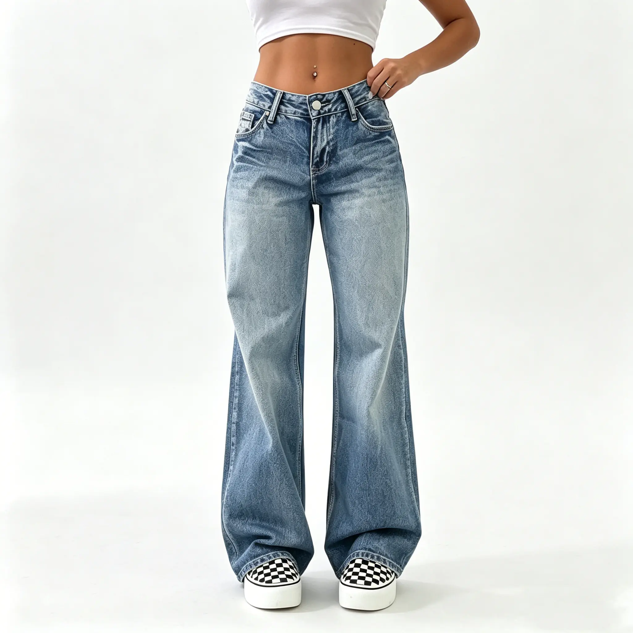 Straight Leg Jeans for Women High Waisted Wide Leg Loose Microelastic Boyfriend Denim Pants A-Blue Womenswear Bottom