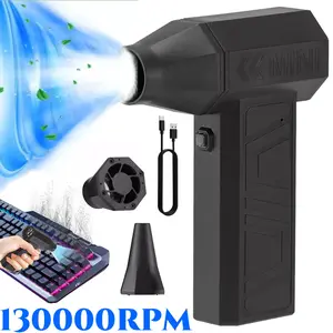 Electric Air Duster, 3 Gear Adjustable Mini Jet Blower 130000RPM, Adjustable Electric Duster Rechargeable Air Blower for Computer Keyboard PC Car Perfect Christmas & New Year Gift Idea