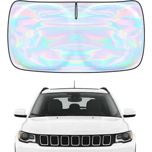 Windshield Sun Shade for Jeep Compass 2017-2024 2025-4 Layers Sunshade Compatible with Jeep Compass Foldable Front Window Sunshade Sun Visor Protector Block UV Rays Keep Your Car Cooler Accessories