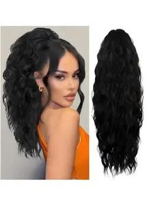 Hair Extensions 20inch Synthetic Long Wavy Ponytail Extension Cord With Drawstring Hair Clip Layered Ponytail Bun for Women's Daily Use Hair Pieces For Women Wavy Hairpieces