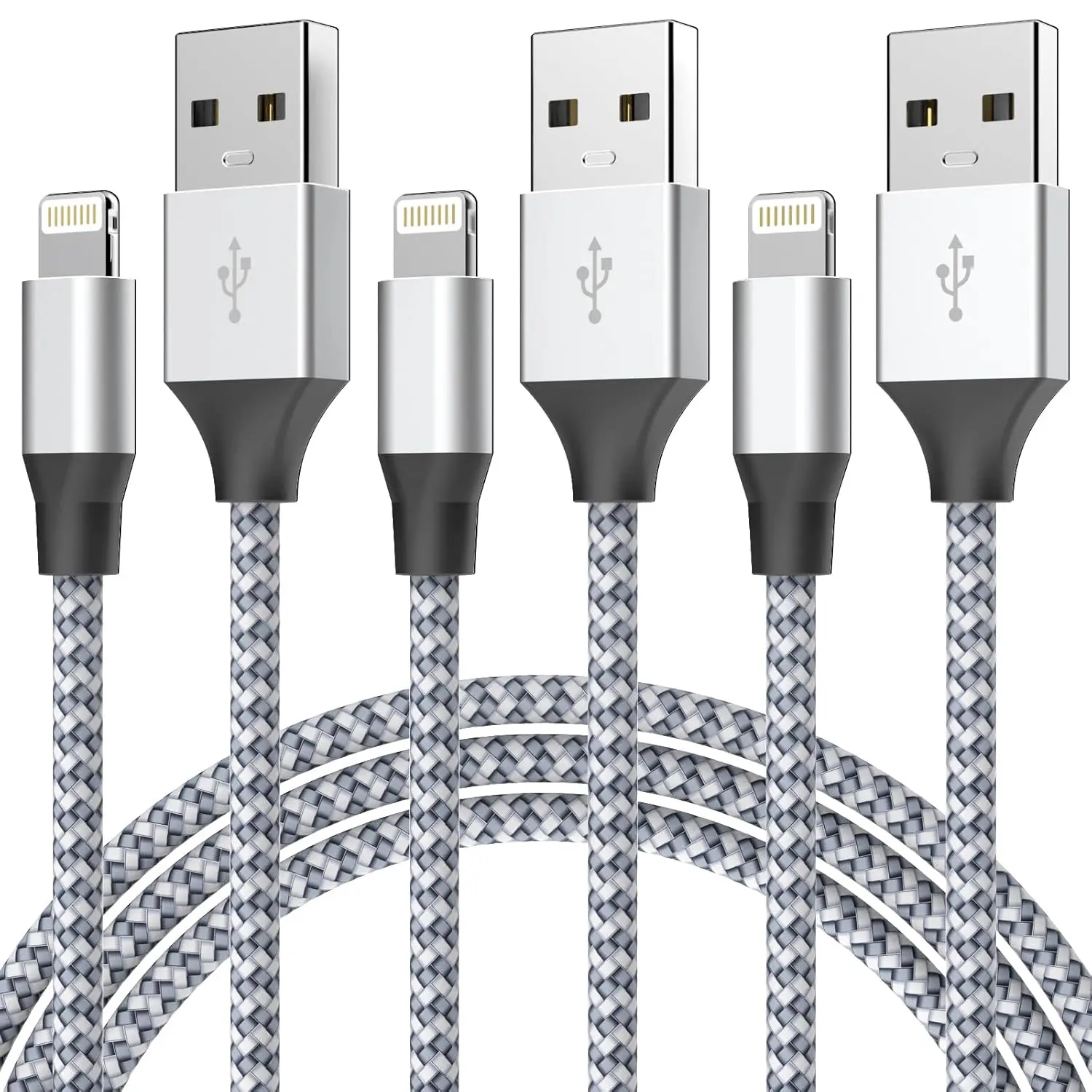 Durable iPhone Charger Cord 6FT 3Pack [Apple MFi Certified] Lightning Cable Nylon Braided iPhone Cord Fast Charging iPhone Cable Compatible with iPhone 14/13/12 Pro Max/12Pro/11