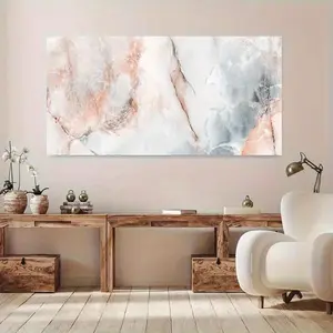 1 Framed Canvas Painting - Modern Agate Marble Canvas Art, Elegant Pink and Gray Wall Design for Living Room, Bedroom, Office Decoration Ornaments Artistic
