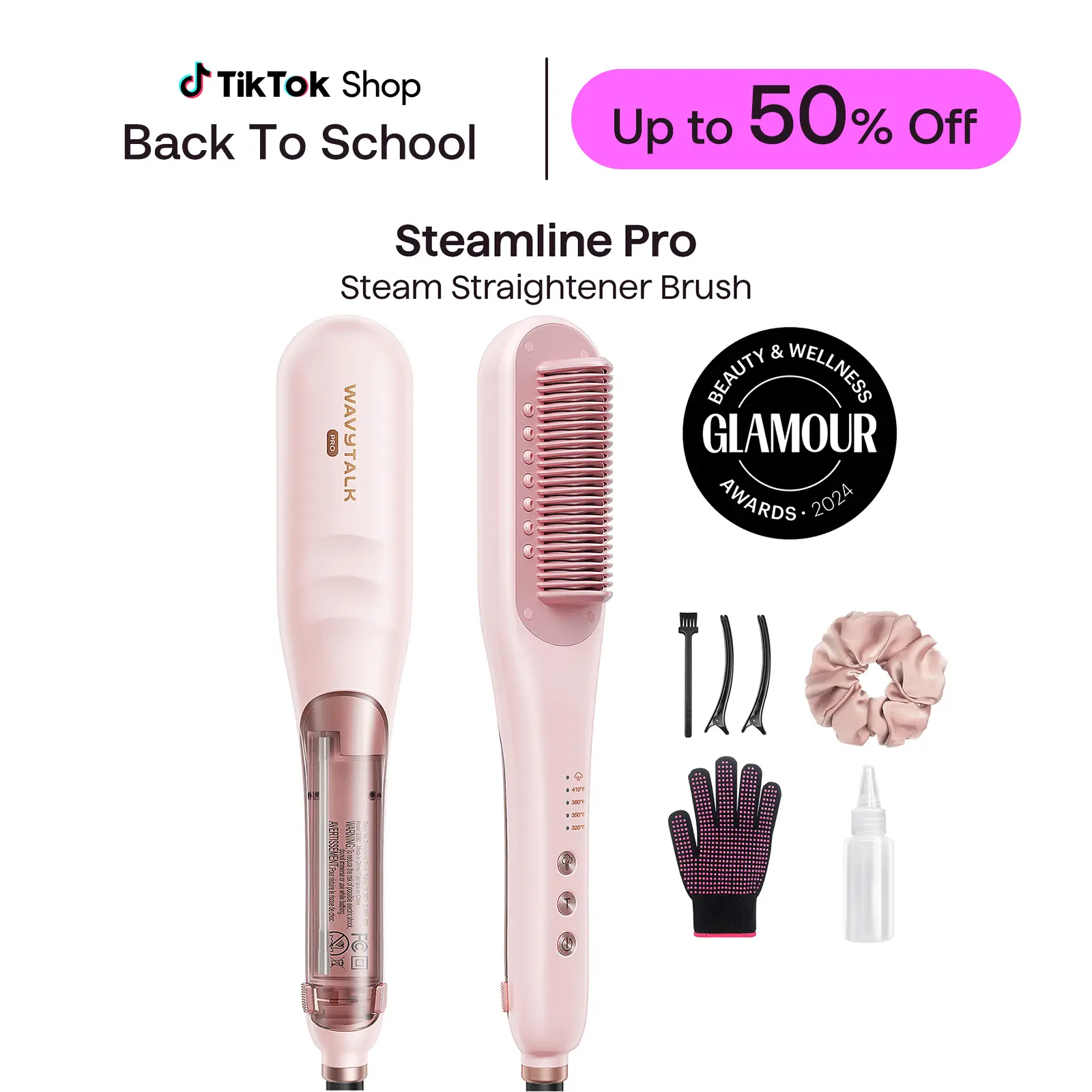 Wavytalk Steamline Pro Steam Straightener Brush, Hair Tools with Straightening Comb, Scrunchie and Glove,back to school,back to school haul