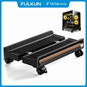 FULKUN PC Stand with Wheels Adjustable Mobile CPU Stand Ventilated Computer Tower Stand for Floor Use Locking Caster Wheels 80LB Load Capacity