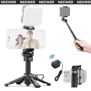 NEEWER Mini Phone Selfie Stick Tripod  with Bluetooth Remote, Pocket Size Portable Travel Stand, Focus & Zoom Control, 360° Rotation, for iPhone Android, Ideal for Vlogging, Travel, Live Streaming, Gift for Mother/Girls/Friends