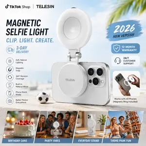 TELESIN Magnetic Selfie Light, 360°  3 Color Temperatures  LED Ring Light with MagSafe,Mirror and Phone Stand, Portable Rechargeable Light,for Makeup, Live Streaming, Video,Compatible with iPhone 17/all series, Samsung,Android