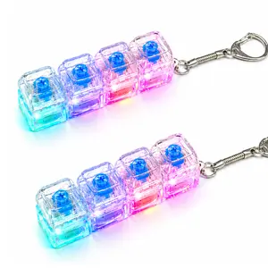 Keyboard Fidget Toy, LED Light Up Toys,Keyboard Fidget Keychain 4-in-1 Keyboard Decompression Button Finger Clicker Toys, Button Stress Relief Fidget Gifts to Relief Stress,Light - up Accessories
