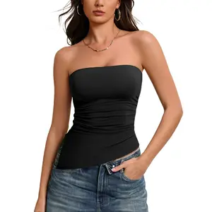 Avidlove Women's Strapless Tube Top Double Lined & Non-Slip Y2K Backless Bandeau Tops for Summer Going Out Tank Top Black
