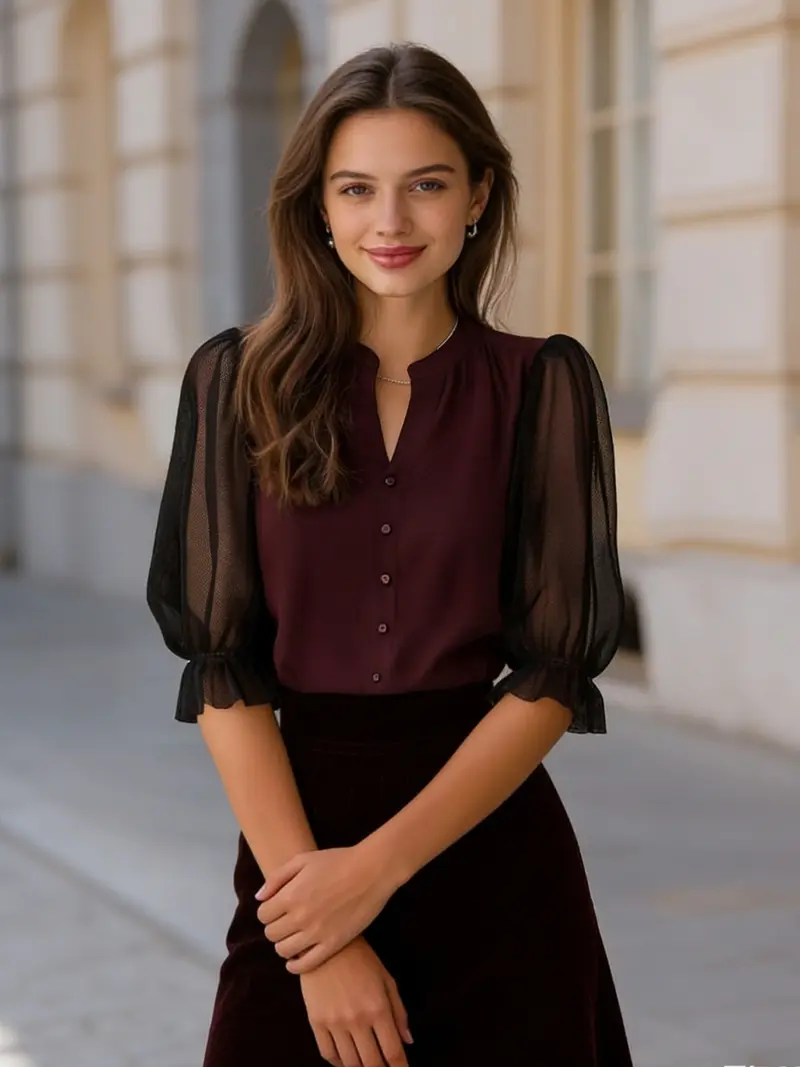 v neck blouse designs - TikTok Shop