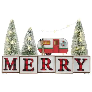 Haute Decor 15" Christmas Wood Blocks, MERRY