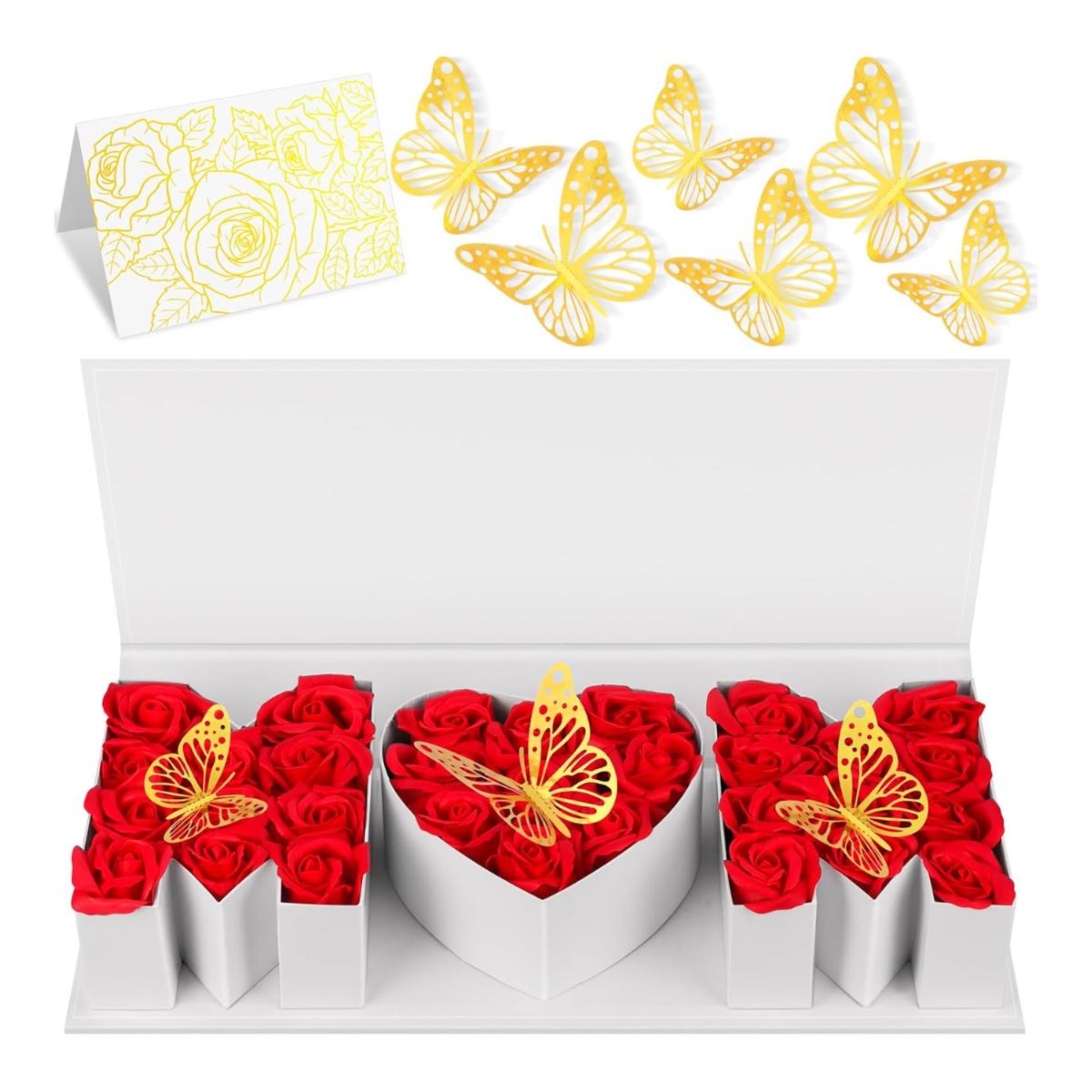 31 Flower Mom Gift Box for Mother’s Day, Letter Shaped Floral Box with Fillable Flowers, Birthday Gift Packaging Black Red 31 Flower Mom Gift Box for Mother’s Day, Letter Shaped Floral Box with Fillable Flowers, Birthday Gift Packaging Black Red