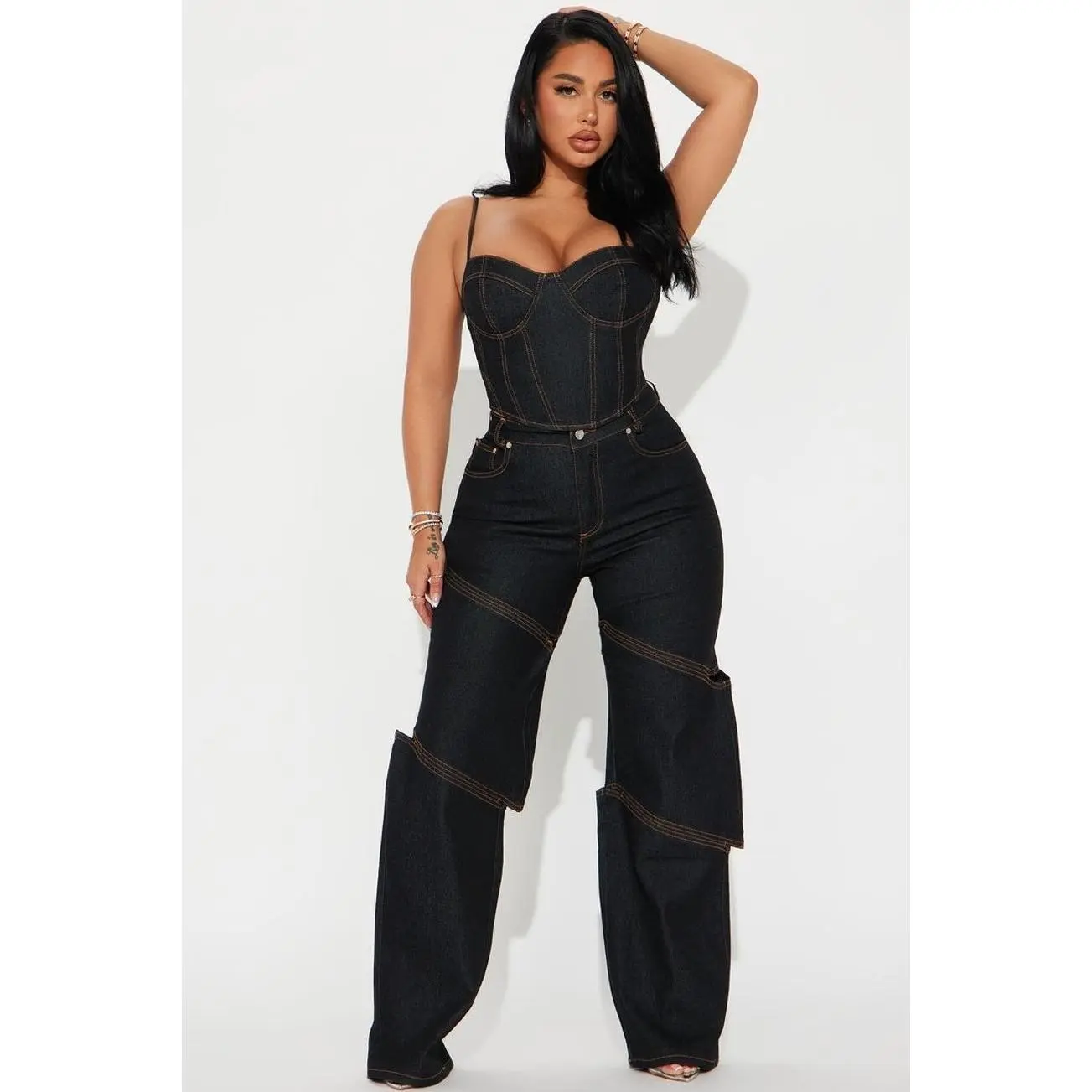 Jenny Denim Pant Set - Dark Wash S