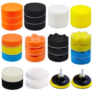 Car Foam Polishing Buffing Kit Includes Buffing Pads Wool Pads Buffing Wheels for Headlights & Body Foam Wax Buffer (27)