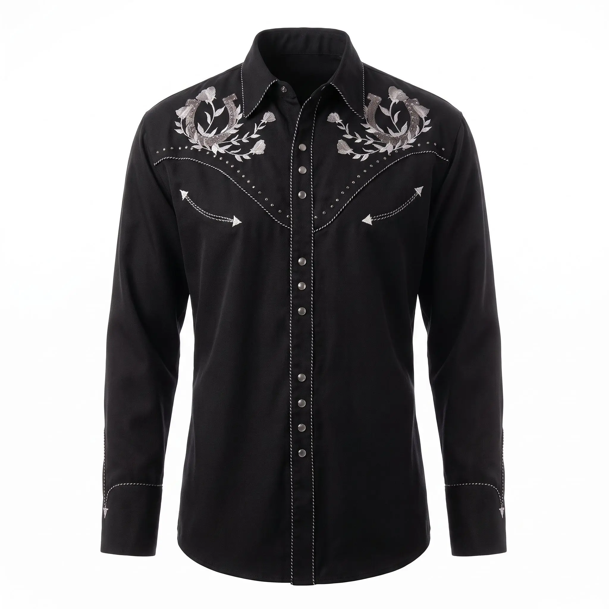Scully Men’s Black Horseshoe Embroidered Western Shirt