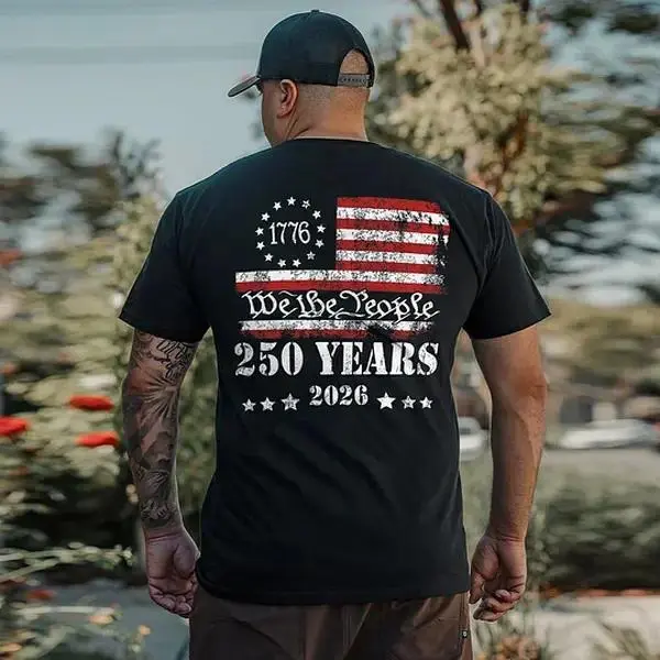 US 250 Years We The People Printed Men's T-shirt US 250 Years We The People Printed Men's T-shirt