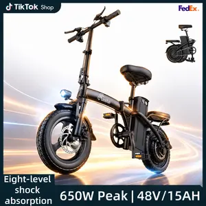 Adult Folding Commuter E-Bike - 650W Peak Motor, 48V 15Ah Battery, 60Km Range, Dual Disc Brakes, 8-Layer Shock Absorption, High Speed, UL2849 Certified, Wheel Pedals, Commuter Bike