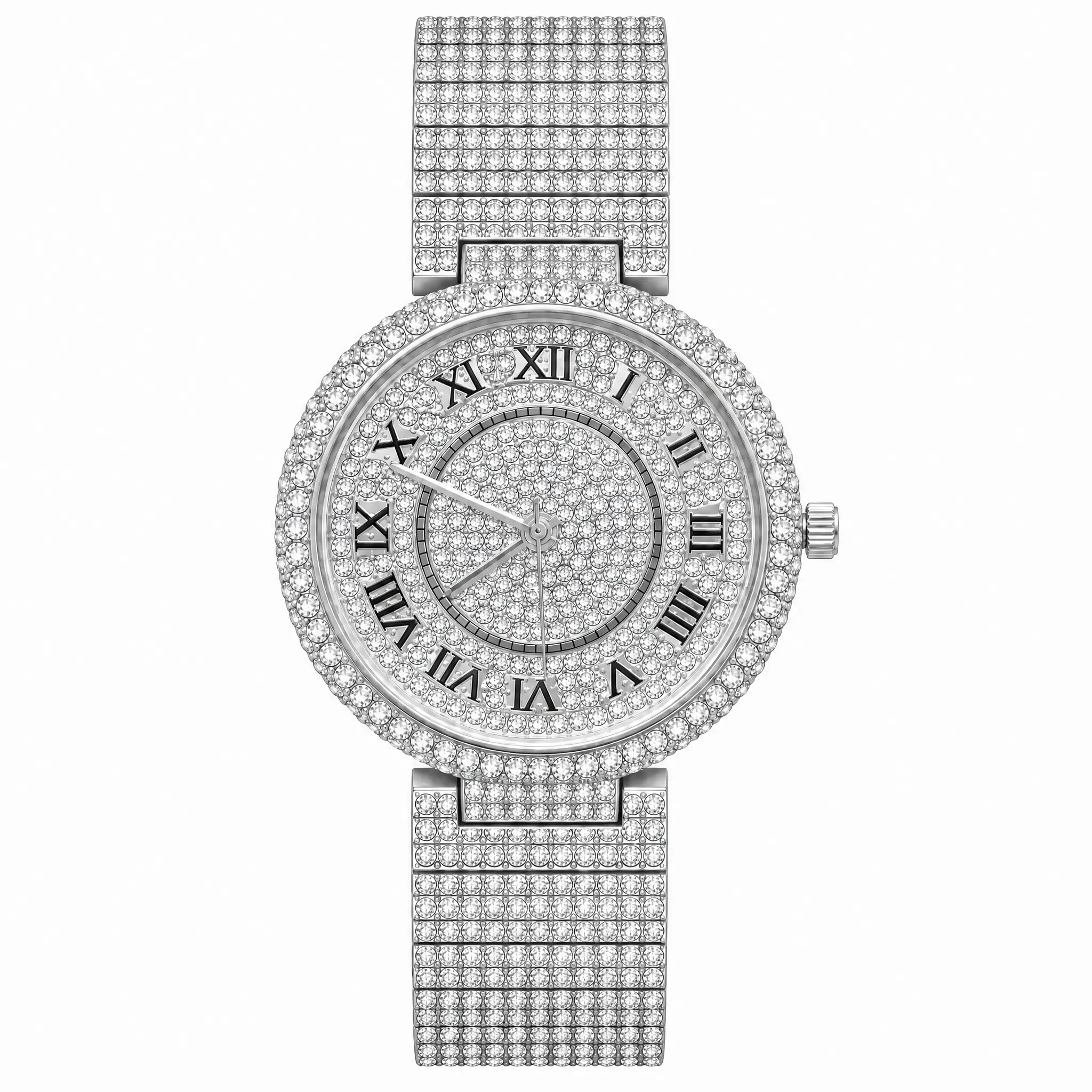 Men's rhinestone-embellished wristwatch for office - MISSFOXV377L+YY